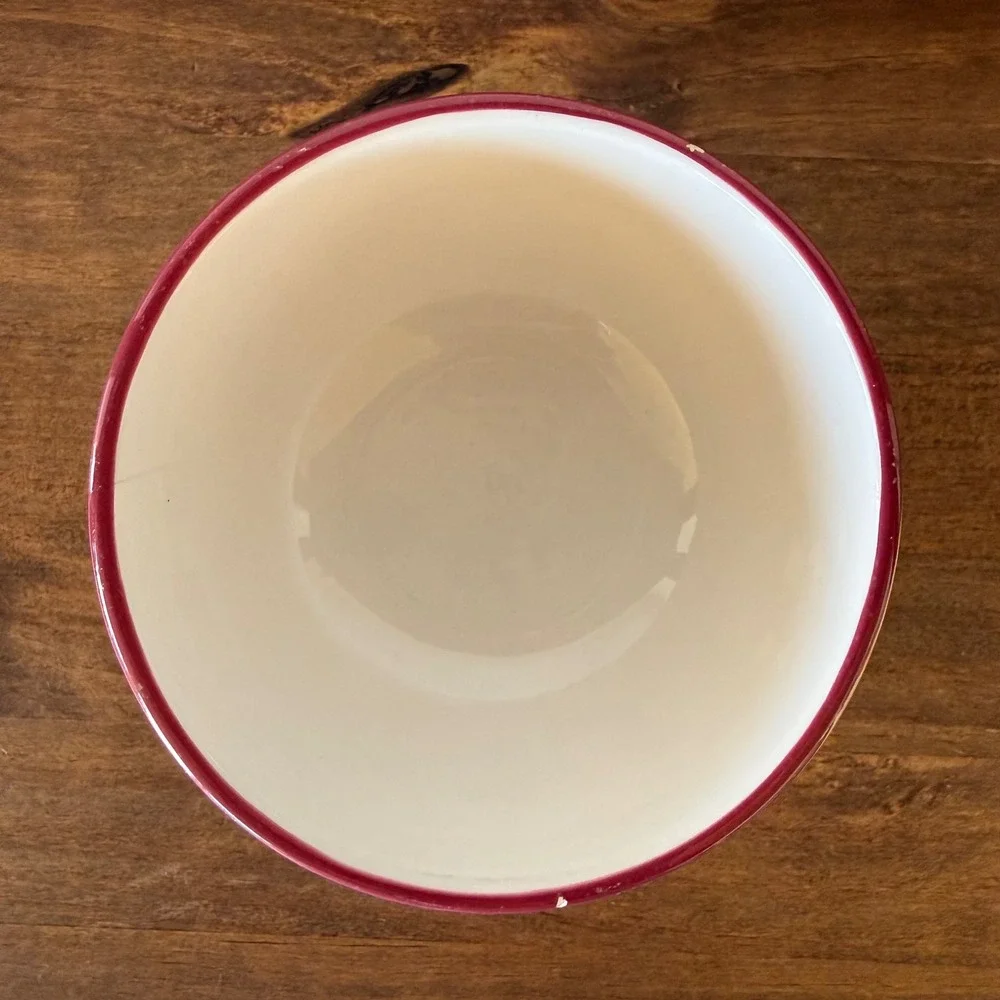 Heritage Mint Ltd Gatherings Fruit Floral Ceramic Bowl Red Rim 5 Inch